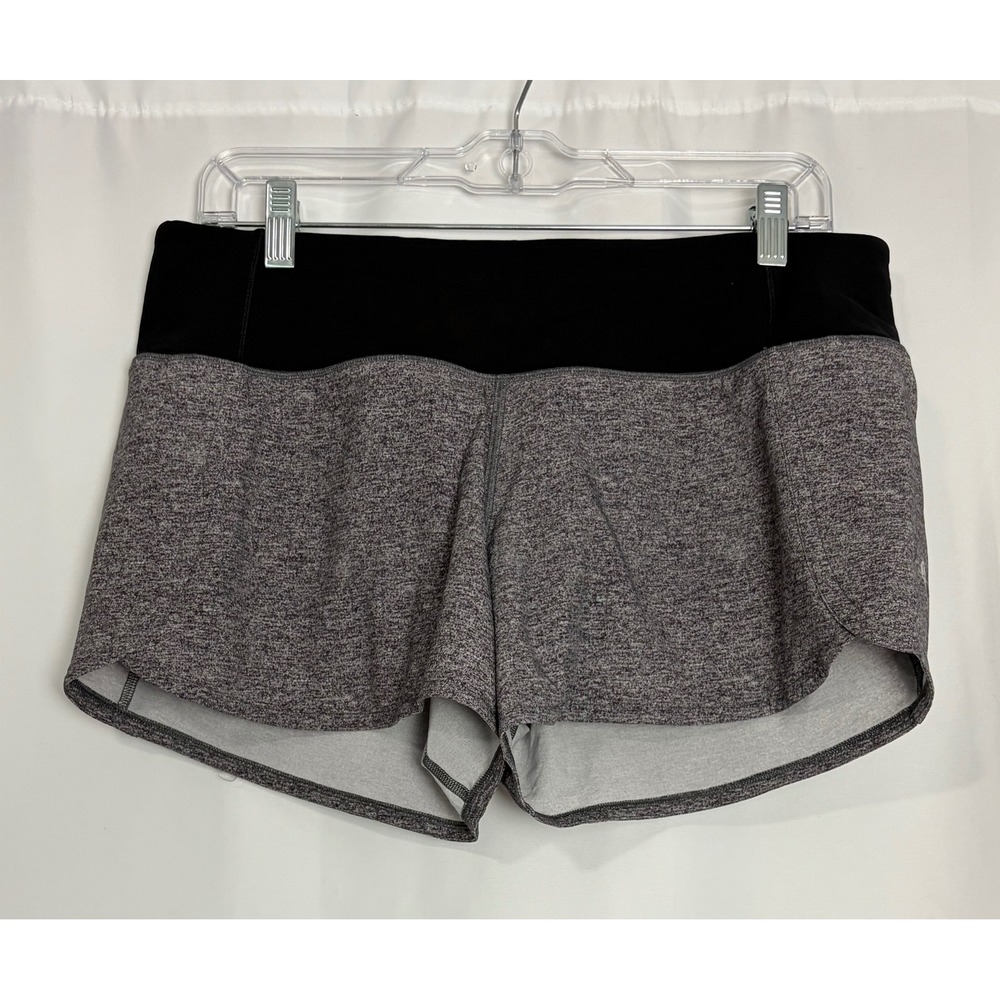Lululemon Speed Up Shorts Heathered Grey Black Size 8 Running Athletic Workout